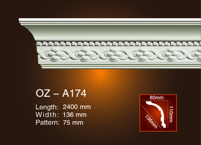 100% Original Gypsum Cornice Dubai -
 Carving Cornice Moulding OZ-A174 – Ouzhi