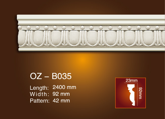Factory supplied Crown Moulding On Ceiling -
 Carved Flat Line OZ-B035 – Ouzhi