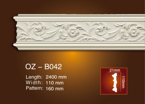 High definition Plastic Cornice Moulding In Gold Color -
 Carved Flat Line OZ-B042 – Ouzhi