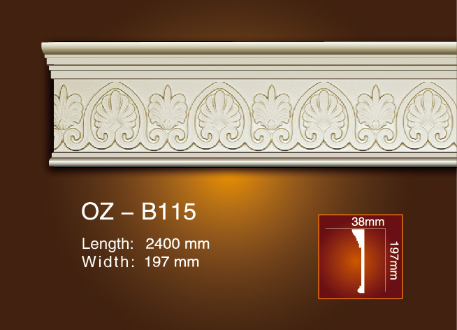 Europe style for Pu Ceiling Cornices -
 Carved Flat Line OZ-B115 – Ouzhi